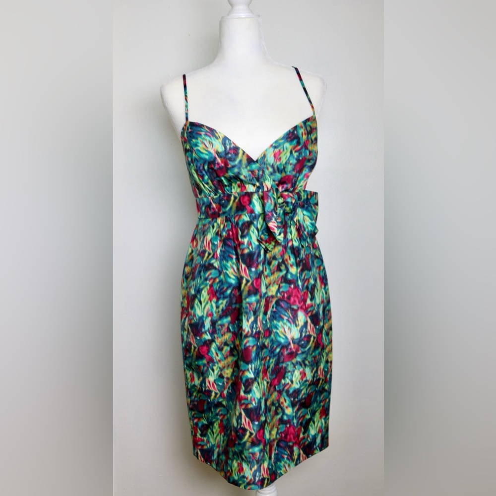 Silk J. Crew Collection Colorful Dress with Bow